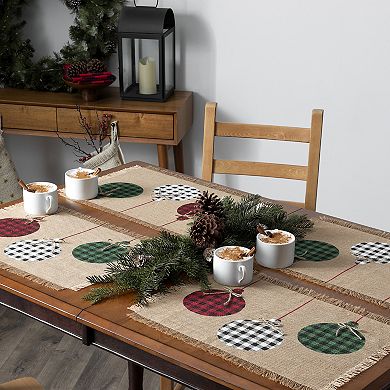 Elrene Home Fashions Farmhouse Living Holiday Rustic Ornaments Burlap Placemat, Set of 4