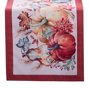 Elrene Home Fashions Botanical Harvest Pumpkin Engineered Table Runner, 13"X70"