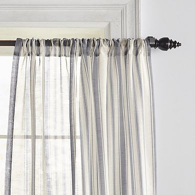Elrene Home Fashions Hampton Stripe Sheer Window Curtain, 52" x 84"