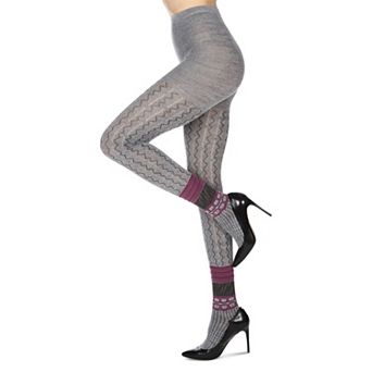 Women's Designernate Cotton Blend Multi-Pattern Sweater Tights