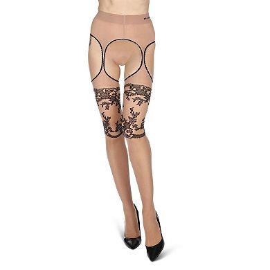 Women's Lady In Red Suspender 20 Denier Sheer Pantyhose