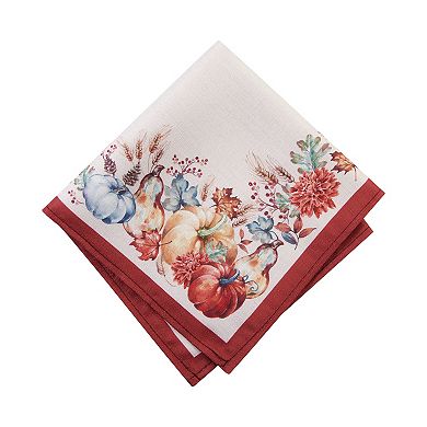 Elrene Home Fashions Botanical Harvest Pumpkin Engineered Napkins, Set of 4