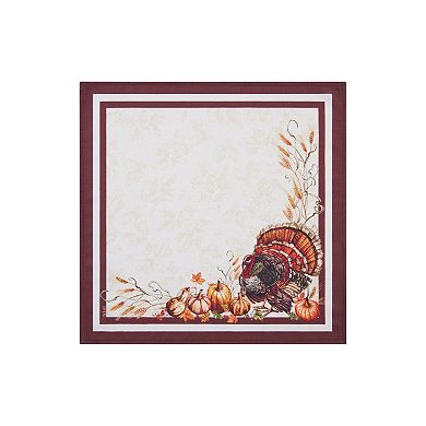 Elrene Home Fashions Autumn Heritage Turkey Engineered Napkins, Set of 4