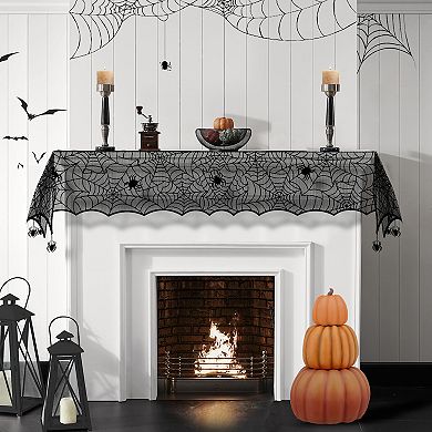 Elrene Home Fashions Crawling Halloween Spider Lace Table Runner, 13"X70"