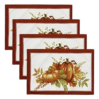 Elrene Home Fashions Autumn Pumpkin Grove Fall Placemat, Set of 4