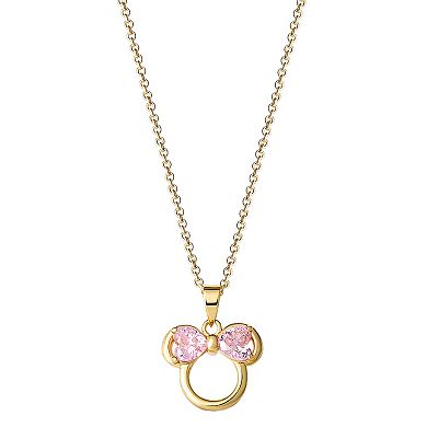 Disney's Minnie Mouse Pink Cubic Zirconia Pendant Necklace