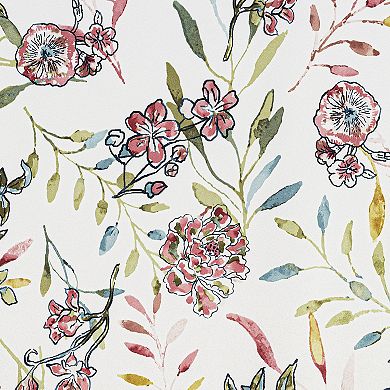 No. 918 Lily Garden Watercolor Floral Semi-Sheer Rod Pocket Curtain Valance or Window Curtain Panel