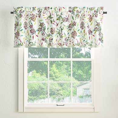 No. 918 Lily Garden Watercolor Floral Semi-Sheer Rod Pocket Curtain Valance or Window Curtain Panel