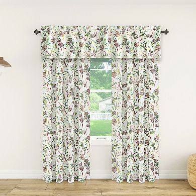 No. 918 Lily Garden Watercolor Floral Semi-Sheer Rod Pocket Curtain Valance or Window Curtain Panel
