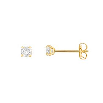 PRIMROSE 14k Gold Round Cubic Zirconia Stud Earrings