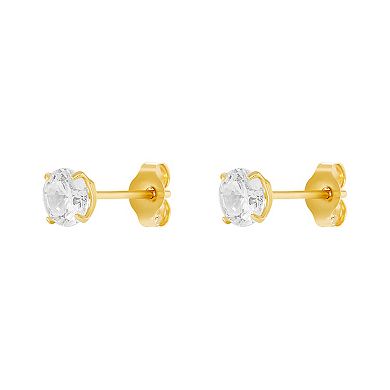 PRIMROSE 14k Gold Round Cubic Zirconia Stud Earrings