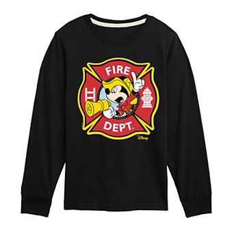 Disney's Mickey Mouse Boys 8-20 Fire Dept. Badge Long Sleeve Graphic Tee