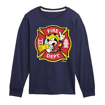 Disney's Mickey Mouse Boys 8-20 Fire Dept. Badge Long Sleeve Graphic Tee