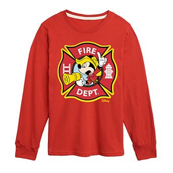 Disney's Mickey Mouse Boys 8-20 Fire Dept. Badge Long Sleeve Graphic Tee