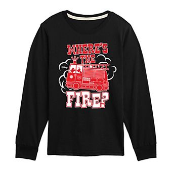 Disney's Mickey Mouse & Friends Boys 8-20 Fire truck Where's The Fire Long Sleeve Graphic Tee