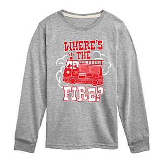 Disney's Mickey Mouse & Friends Boys 8-20 Fire truck Where's The Fire Long Sleeve Graphic Tee