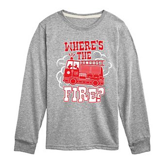 Disney's Mickey Mouse & Friends Boys 8-20 Fire truck Where's The Fire Long Sleeve Graphic Tee