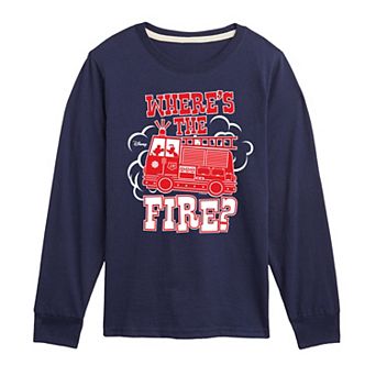 Disney's Mickey Mouse & Friends Boys 8-20 Fire truck Where's The Fire Long Sleeve Graphic Tee