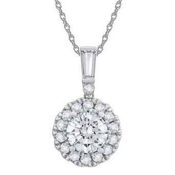 Galaxie Solaire 14k White Gold 3/4 Carat T.W. Lab-Grown Diamond Halo Pendant Necklace