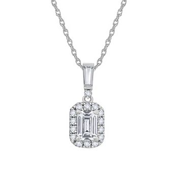 Galaxie Solaire 14k White Gold 3/4 Carat T.W. Lab-Grown Diamond Halo Pendant Necklace