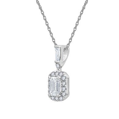 Galaxie Solaire 14k White Gold 3/4 Carat T.W. Lab-Grown Diamond Halo Pendant Necklace
