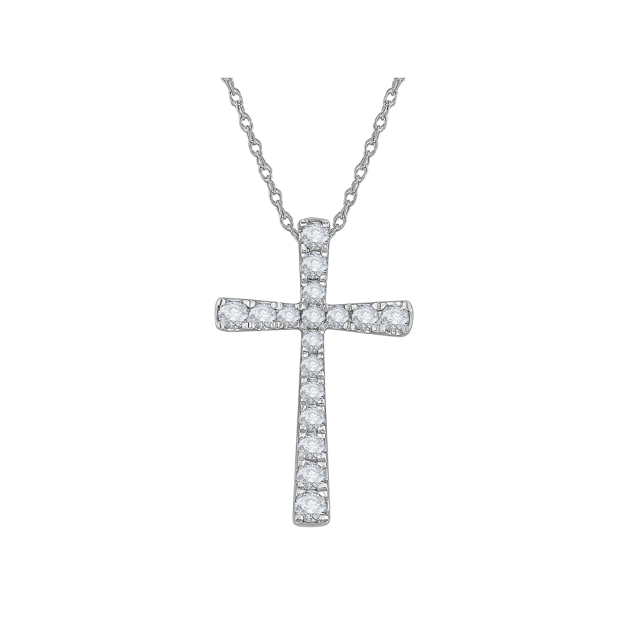 Diamond Medley 14k White Gold 1/2 Carat T.W. Lab-Grown Diamond Cross Penda