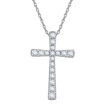 Galaxie Solaire 14k White Gold 1/2 Carat T.W. Lab-Grown Diamond Cross Pendant Necklace