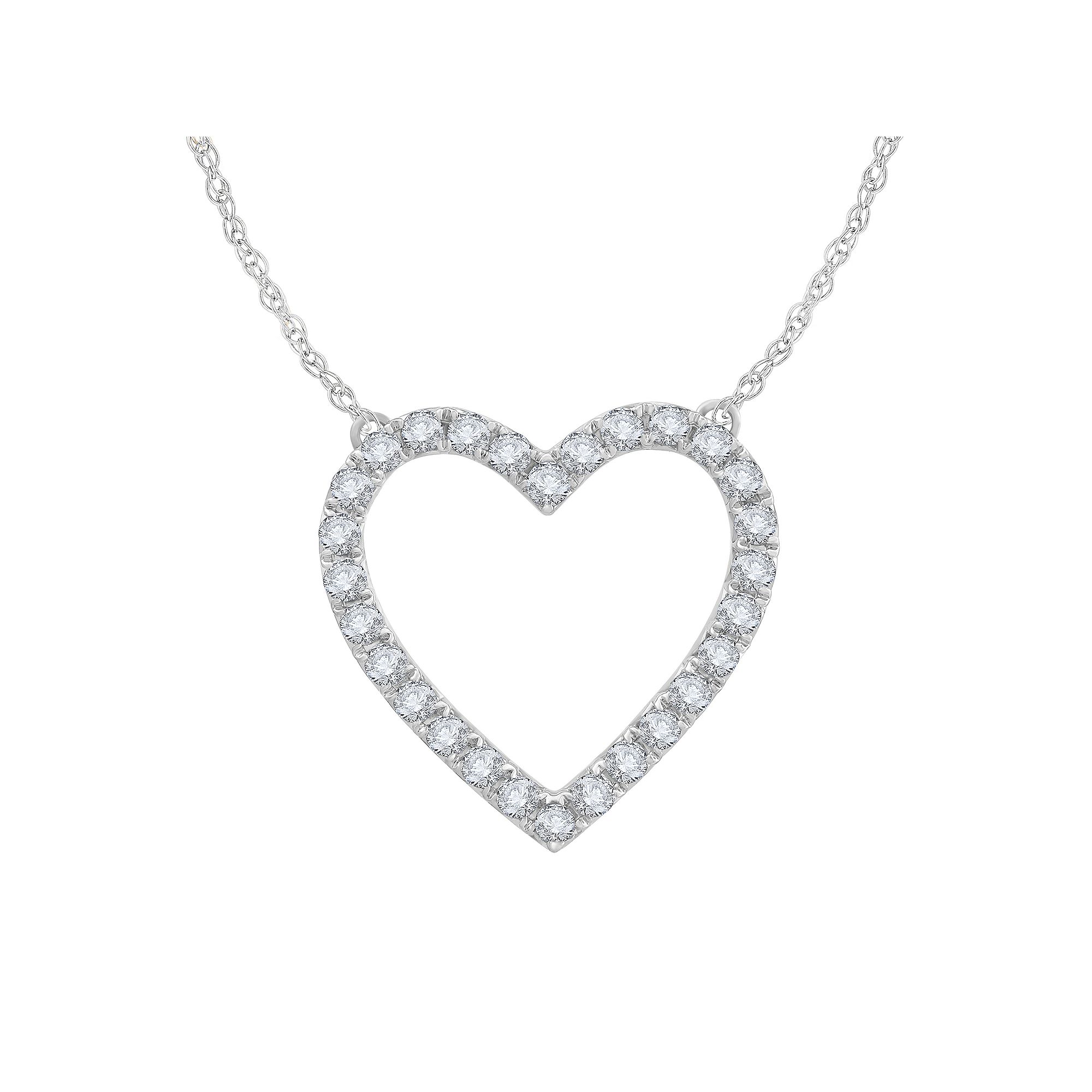 Diamond Medley 14k White Gold 1/2 Carat T.W. Lab-Grown Diamond Heart Neckl