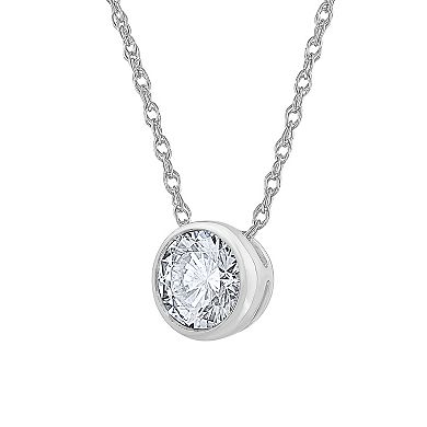 Galaxie Solaire 14k White Gold 1 Carat T.W. Lab-Grown Diamond Solitaire Pendant Necklace