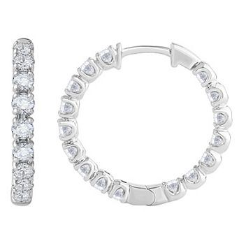 Galaxie Solaire 14k White Gold 2 Carat T.W. Lab-Grown Diamond Hoop Earrings