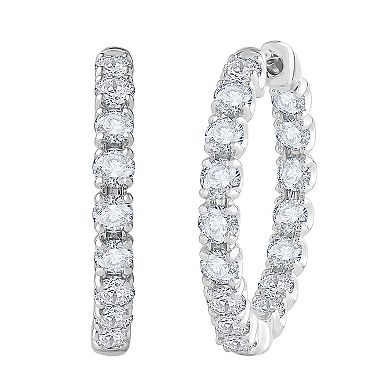 Diamond Medley 14k White Gold 2 Carat T.W. Lab-Grown Diamond Hoop Earrings