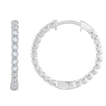 Galaxie Solaire 14k White Gold 1 Carat T.W. Lab-Grown Diamond Hoop Earrings