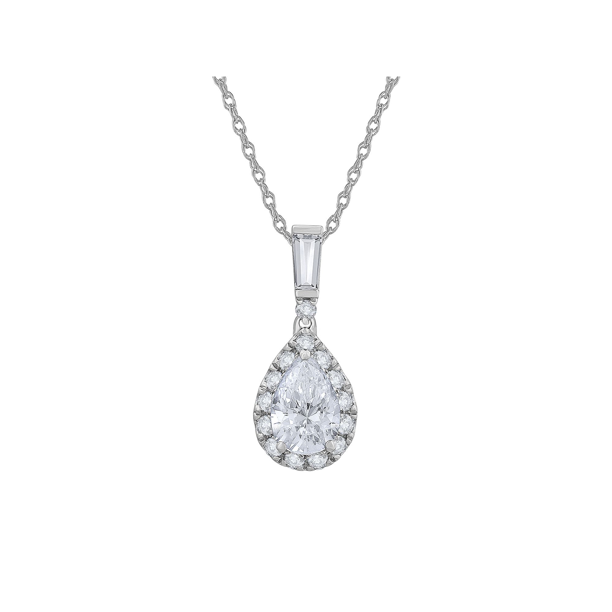 Diamond Medley 14k White Gold 3/4 Carat T.W. Lab-Grown Diamond Drop Pendan
