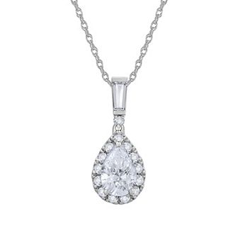 Diamond Medley 14k White Gold 3/4 Carat T.W. Lab-Grown Diamond Drop Pendant Necklace