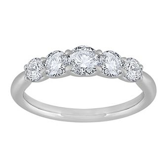 Diamond Medley 14k White Gold 1 Carat T.W. Lab-Grown Diamond 5-Stone Ring