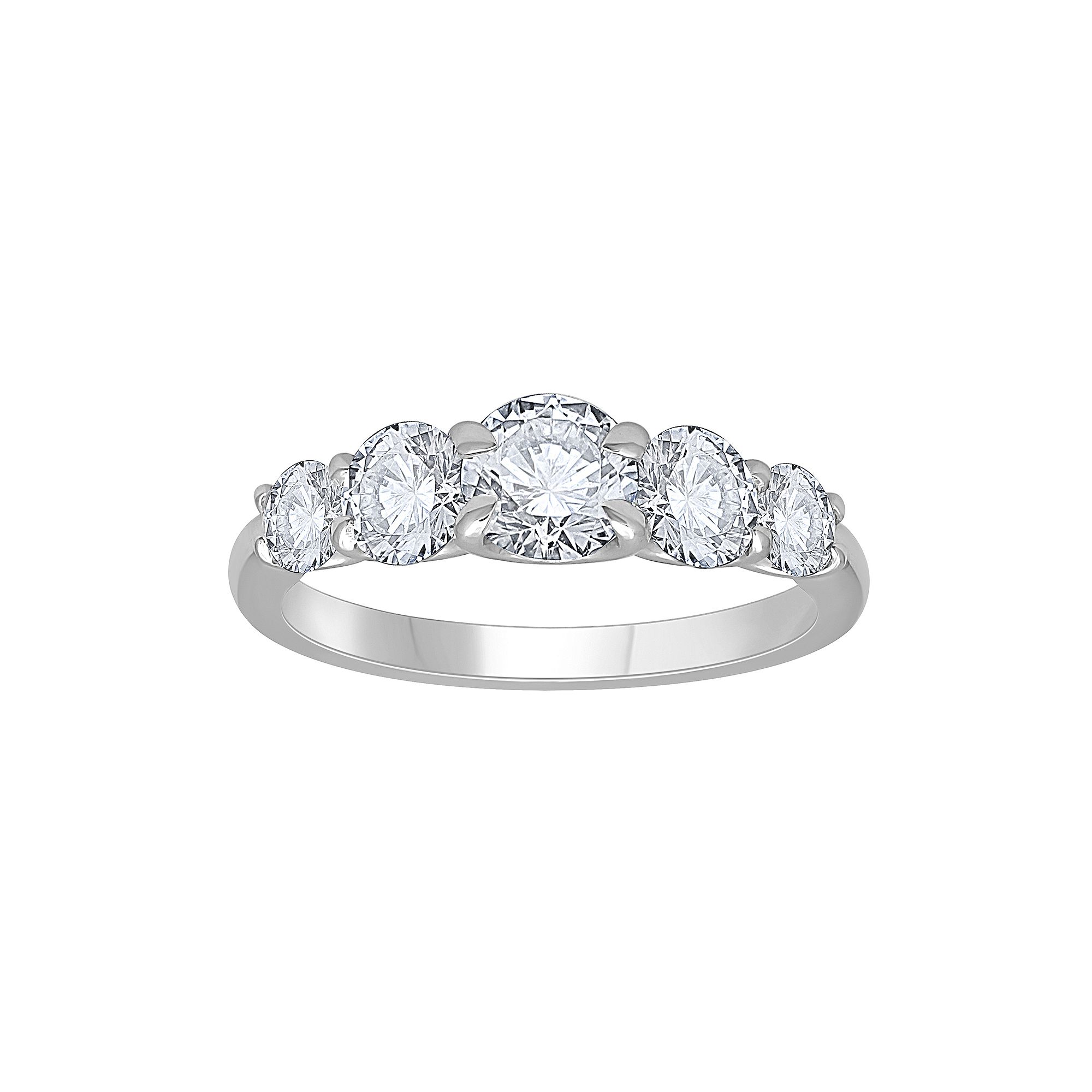 Diamond Medley 14k White Gold 2 Carat T.W. Lab-Grown Diamond 5-Stone Ring, 