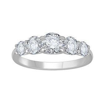 Diamond Medley 14k White Gold 2 Carat T.W. Lab-Grown Diamond 5-Stone Ring