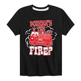 Disney's Mickey Mouse & Friends Boys 8-20 Fire truck Where's The Fire Graphic Tee