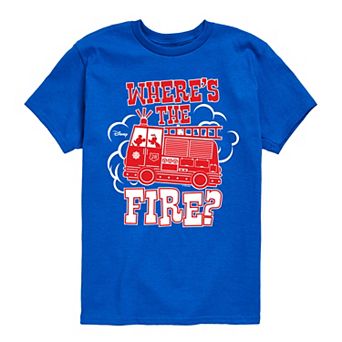 Disney's Mickey Mouse & Friends Boys 8-20 Fire truck Where's The Fire Graphic Tee