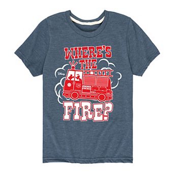 Disney's Mickey Mouse & Friends Boys 8-20 Fire truck Where's The Fire Graphic Tee