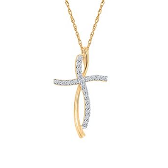 Irena Park 10K Gold 1/4 Carat T.W. Diamond Cross Pendant Necklace