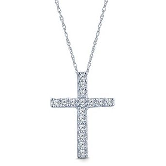 Irena Park 10K White Gold 1/10 Carat T.W. Diamond Cross Pendant Necklace