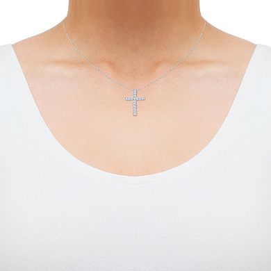 Irena Park 10K White Gold 1/10 Carat T.W. Diamond Cross Pendant Necklace