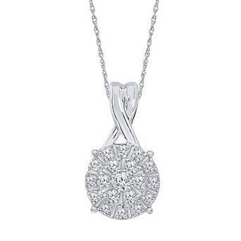 Irena Park 10K White Gold 1/10 Carat T.W. Diamond Cluster Pendant Necklace