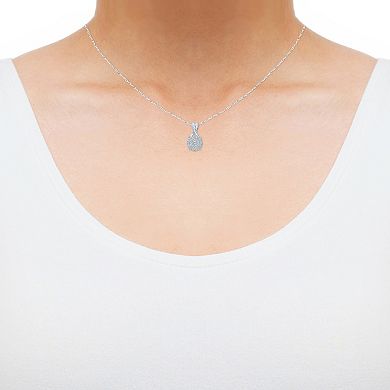 Irena Park 10K White Gold 1/10 Carat T.W. Diamond Cluster Pendant Necklace