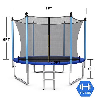 Outdoor Trampoline with Safety Closure Net - 8 ft