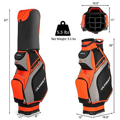 10.5 Inch Golf Stand Bag with 14 Way Dividers and 7 Zippered Pockets