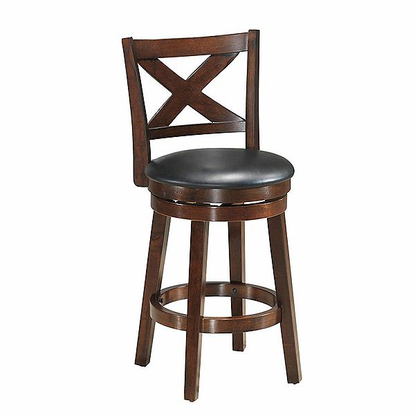 Swivel X back Upholstered Counter Height Bar Stool with PVC Cushioned Seat 29 Inches