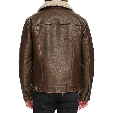 Men's Levi's® Faux Leather Sherpa Collar Trucker Jacket
