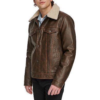 Men's Levi's® Faux Leather Sherpa Collar Trucker Jacket